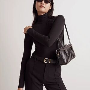 Madewell Black Turtleneck Sweater Bodysuit Thong  XS Black